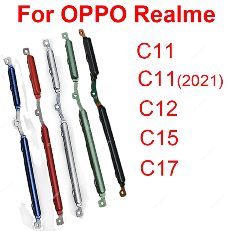 สําหรับrealme C11 C12 C15 C17 บนปุ่มปิดปริมาณพลังงานขึ้นลงชิ้นส่วนเปลี่ยนกุญแจด้านข้าง