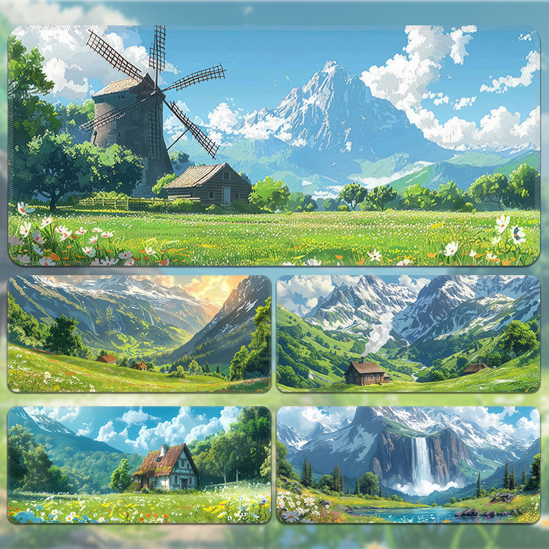 แผ่นรองเมาส์อะนิเมะขนาดใหญ่ภูมิทัศน์ที่กําหนดเองเกม ม แผ่นรองเมาส์ ฤดูร้อนทิวทัศน์แป้นพิมพ์คอมพิวเตอร์โต๊ะเสื่อ