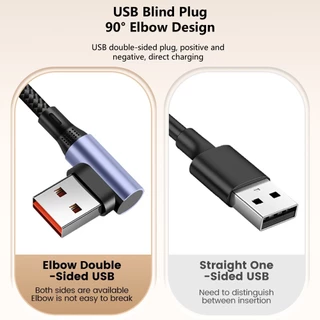 สายข้อศอก 90 องศา USB Type-C 6A Fast Charging สายสั้น