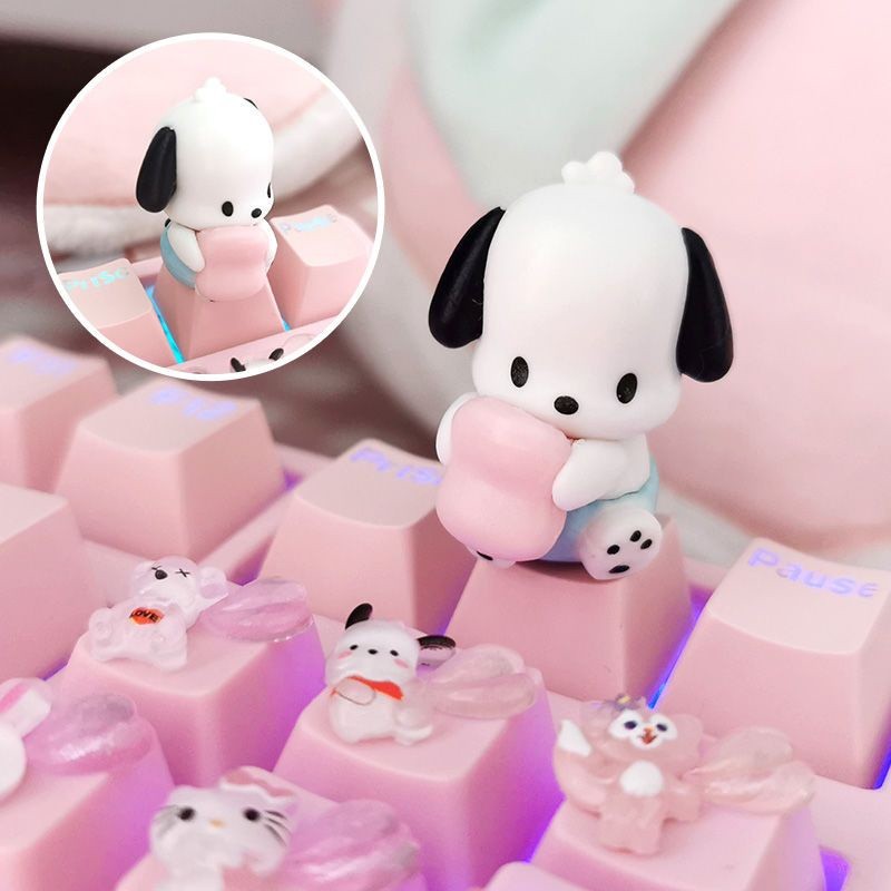 ปุ่มกดเดี่ยวสําหรับคีย์บอร์ดเชิงกลแกนข้ามปุ่มกดพิเศษน่ารัก KT Kuromi Melody ปุ่มกดเพิ่มเติมสีชมพู