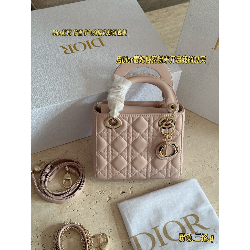 High Beauty Sakura Pink 3-Grid Daifei กระเป๋าถือกระเป๋าสะพายไหล่ 17 ซม. 254379