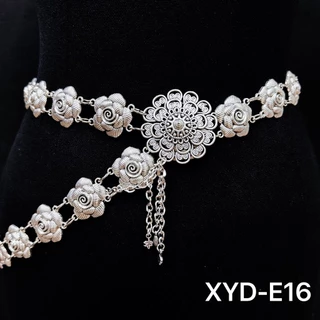 Vintage jewelry เครืองประดับโบราณเข็มขัดดอกไม้อีสานชุดล้านนาไทหัวเข็มขัด สีเงิน thai belts