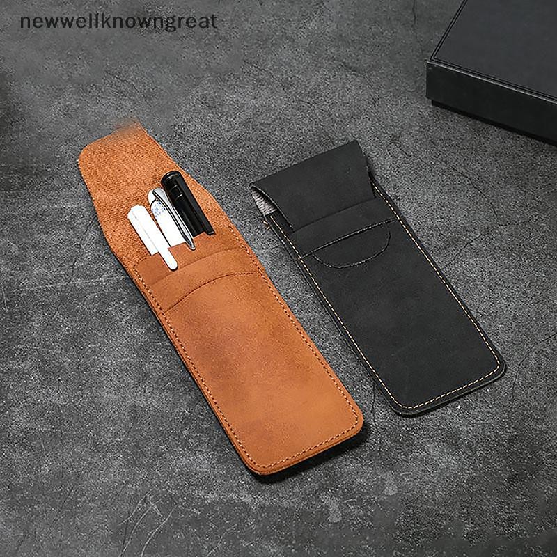 ใหม่wellknowngreat Vintage หนังปากกาแบบพกพากระเป๋าปากกาเครื่องเขียนกระเป๋าสําหรับธุรกิจนักเรียนอุปกรณ์สํานักงาน CAD