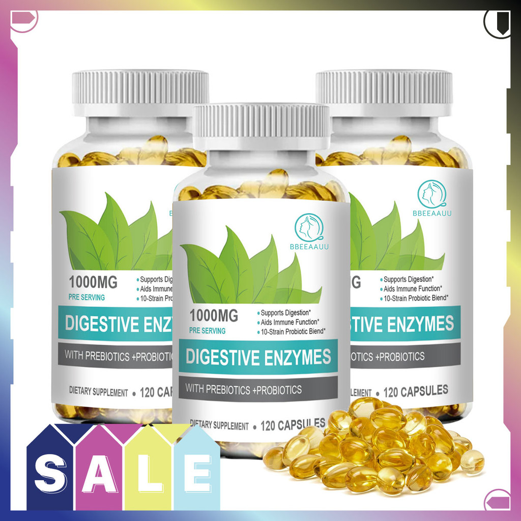 BBEEAAUU Digestive Enzymes Prebiotic & Probiotic Supplement ปรับปรุงการย่อยอาหาร เพิ่มการเคลื่อนไหวของกระเพาะอาหาร