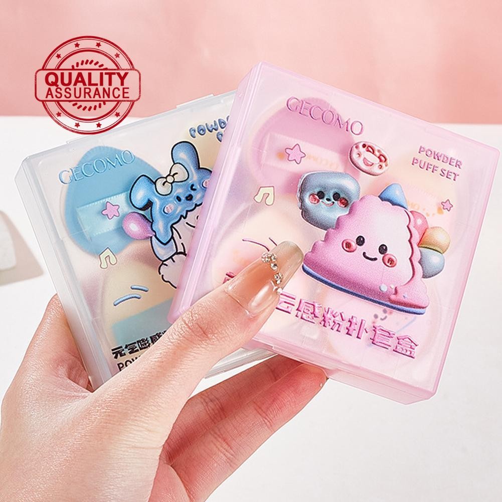 Gecomo Mini Size Finger Puff ฟองน้ําแต่งหน้า Foundation เครื่องมือแต่งหน้าและพัฟพัฟพัฟเปียกแห้ง J5m1