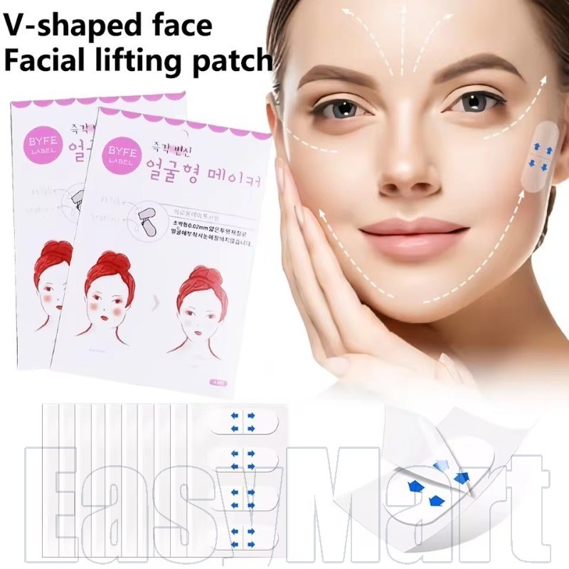 40 ชิ้นที่มองไม่เห็น Face Lifter เทปแต่งหน้าใบหน้า V กันน้ํา - เครื่องสําอางยกกระชับใบหน้า - เครื่องมือยกกระชับใบหน้า - แพทช์ยกกระชับใบหน้าต่อต้านริ้วรอย - สติ๊กเกอร์เทปกาวใส