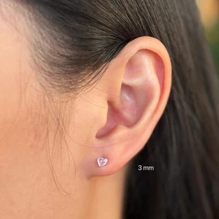 Stud Heart cz pink | ต่างหูหัวใจ พลอย สีชมพู | พร้อมแป้น ต่างหูเงินแท้ 92.5% งานช่างไทย