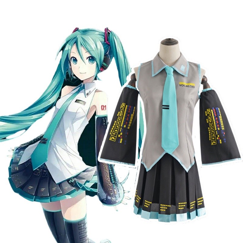 05 Vocaloid Miku Cosplay Wig Costume Japan Midi Dress Beginner Future Miku Cosplay Female Halloween 