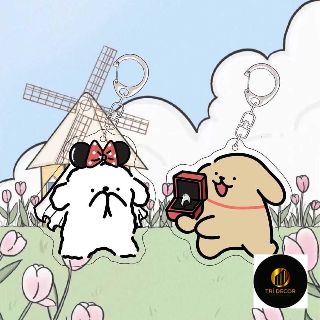 แนะนําชุดลูกสุนัขพวงกุญแจมอลตาอะคริลิคตลกการ์ตูนน่ารักขนไก่จี้โรงเรียน nlp