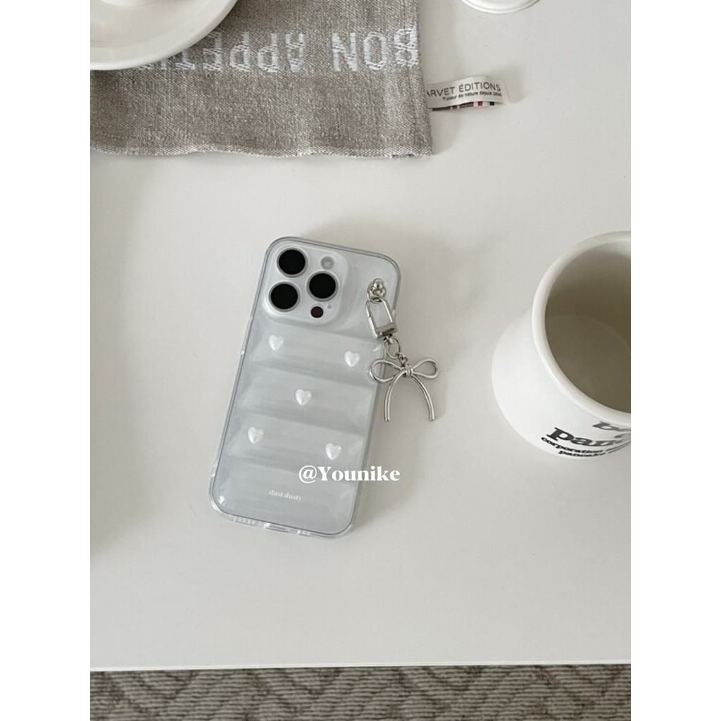 เคสโทรศัพท์มือถือแบบนิ่ม กันกระแทก แต่งจี้ไข่มุก สไตล์เกาหลี สําหรับ Iphone 15pro 14promax 13 12 11
