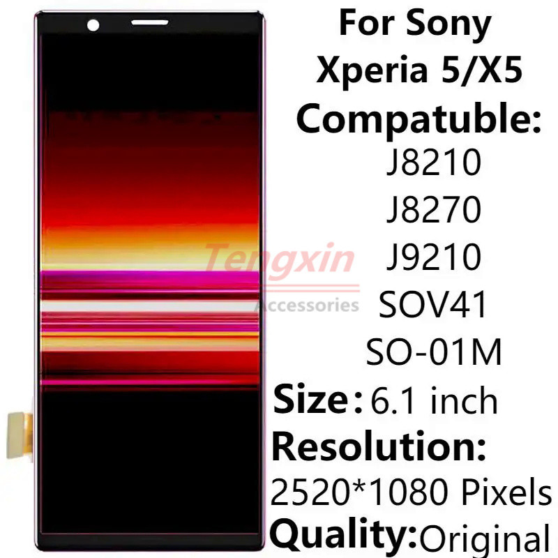 6.1 สําหรับ Sony Xperia 5 LCD Touch Screen Digitizer Assembly Replacement Parts X5 J8210 J8270 J9210