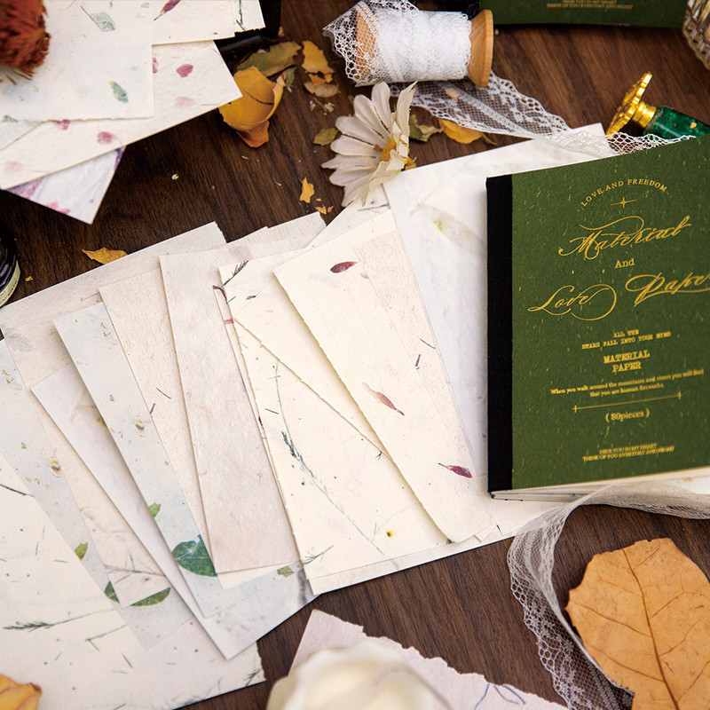 Journal Go 80 แผ่น Vintage วัสดุกระดาษ Junk Journal ดอกไม้ตกแต่ง Scrapbooking พื้นหลังกระดาษโรงเรียน