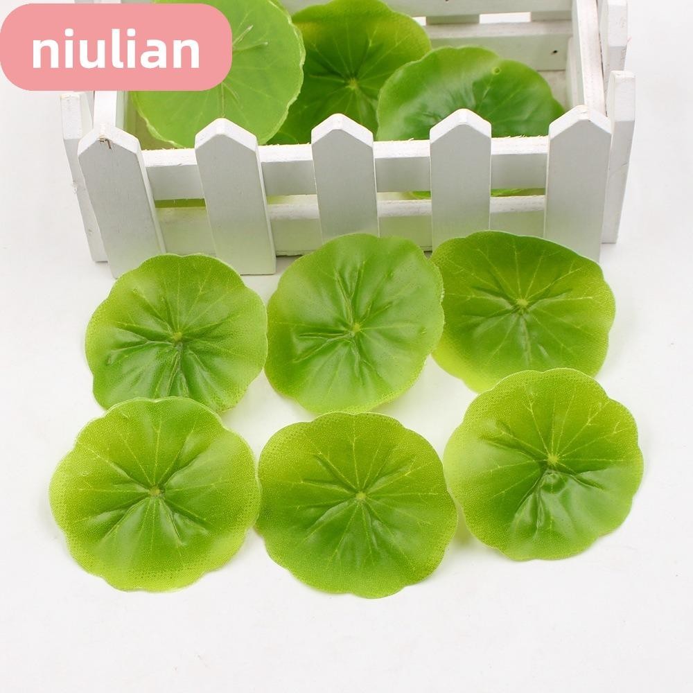 Niulian ใบบัวปลอม พลาสติก สีเขียว 6 ซม. สําหรับประดับตกแต่งตู้ปลา 60 ชิ้น