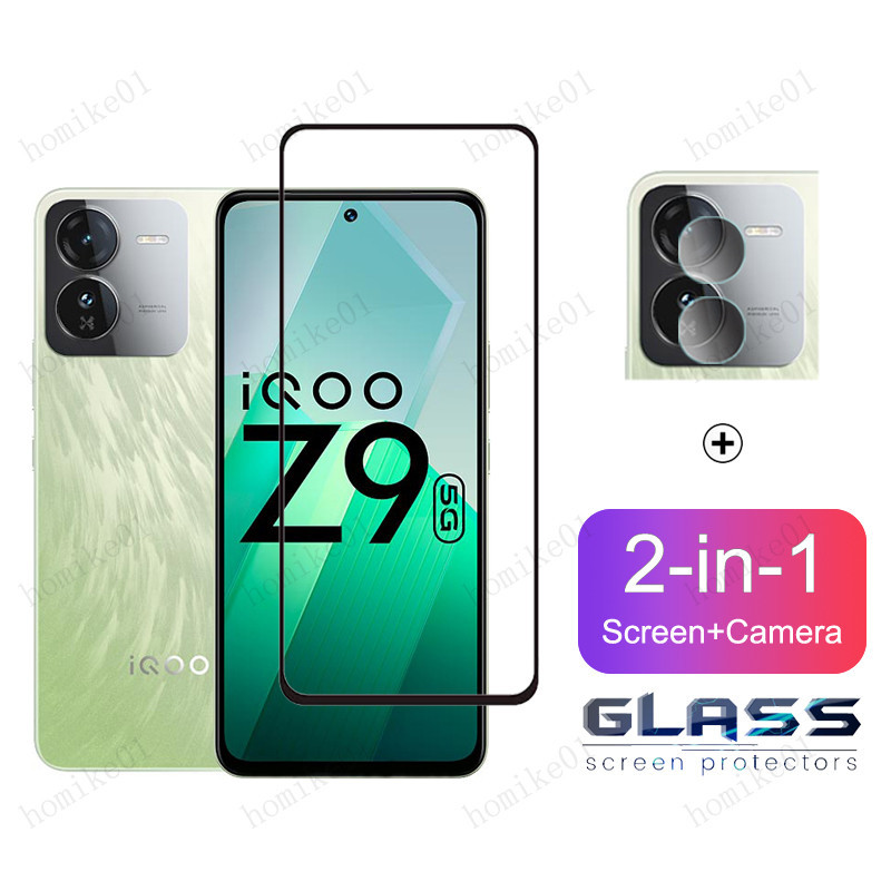 2-in-1 ฟิล์ม iQOO Z9 5G ฟิล์มกระจก HD ฟิมล์กระจก Vivo iQOO Z7x Z7 12 Pro Z3 Z5 8 7 5G 4G X100 X90 X8