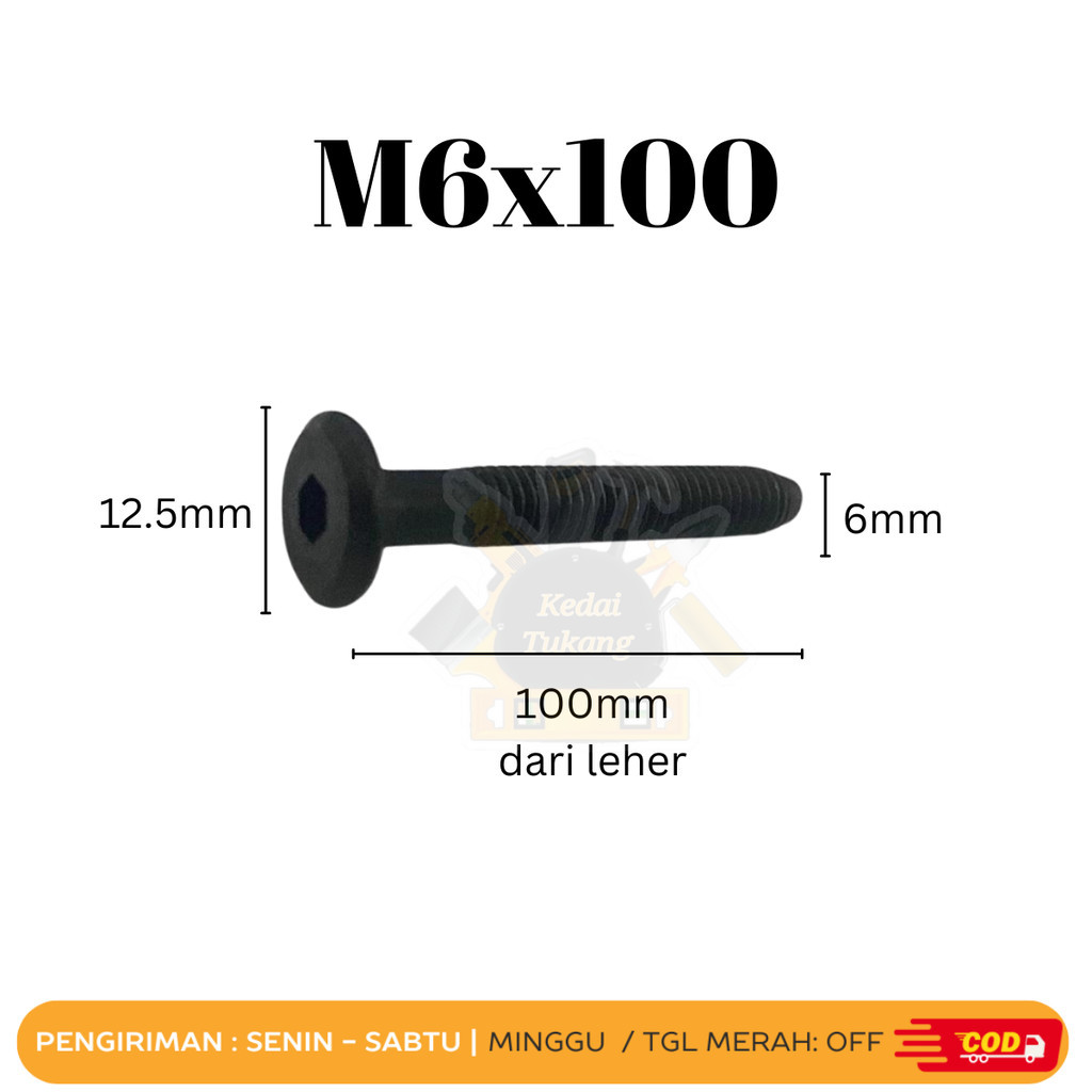 SHOPWORKERS JCBC Bolts M6x100 M6 x 100 Knockdown Bolts L Key Bolts เฟอร์นิเจอร์สลักเกลียว Divan Bolt