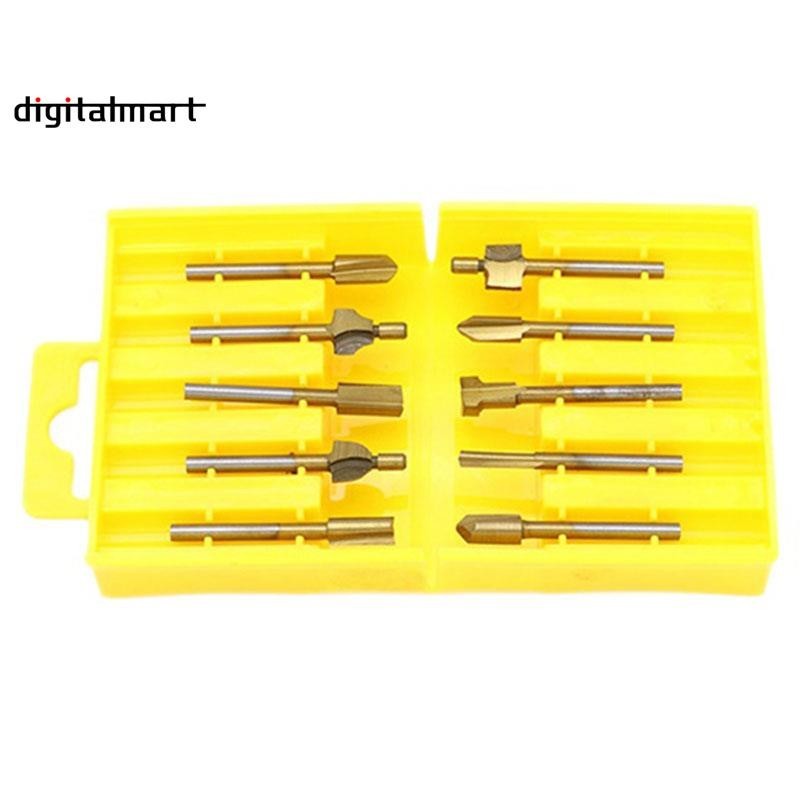 [digitalmart] ดอกกัดมิลลิ่ง ไทเทเนียม ความเร็วสูง พร้อมกล่อง สําหรับงานไม้ 10 ชิ้น