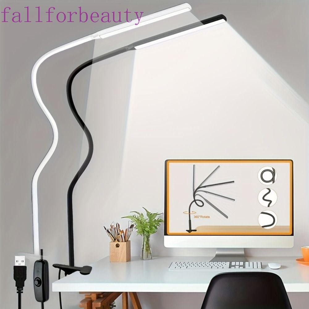 Fallforbeauty โคมไฟตั้งโต๊ะ LED 360 องศา แบบคลิปหนีบ ยืดหยุ่น พกพาง่าย°โคมไฟอ่านหนังสือ USB พับได้ ปรับได้ สําหรับบ้าน สํานักงาน