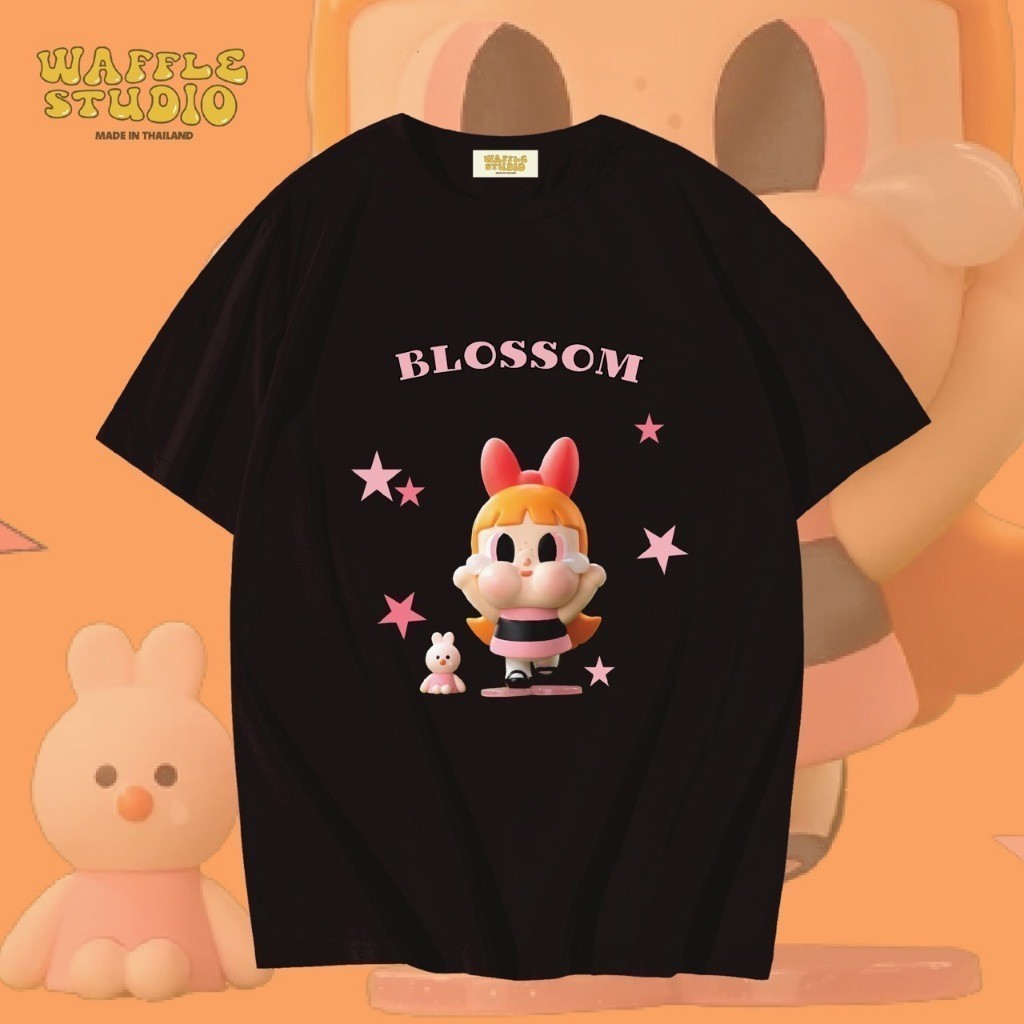 [S-5XL]WS0146 เสื้อยืดโอเวอร์ไซส์ เสื้อยืดเกาหลี ผ้าคอตตอน100% เสื้อยืด Crybaby Powerpuff Pop Mart W