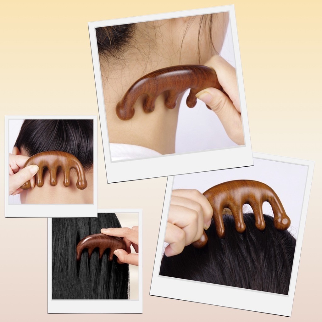 💎 หวีนวด ไม้ หวีไม้จันทร์ กัวซา นวดศรีษะ คอ นวดหน้า บำรุงหนังศีรษะ ขจัดรังแค ผ่อนคลาย 💎 - รูปที่ 6