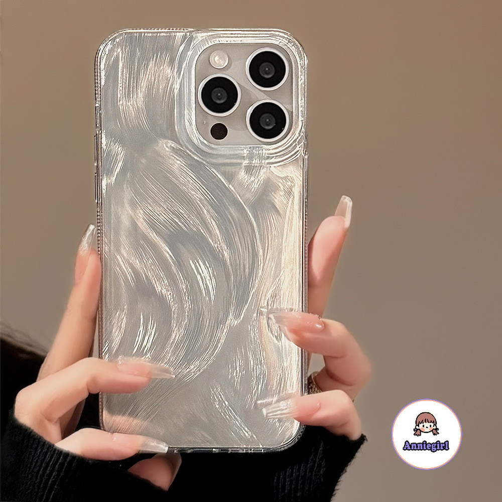 หรูหราเงินไล่โทนสีเคสโทรศัพท์สําหรับiphone 11 15 16 Pro MAX 16plus 12 14 13 Promax XS MAX XR Featherเส้นด้ายเรียบกันกระแทกนุ่มIMDโทรศัพท์ปกหลัง