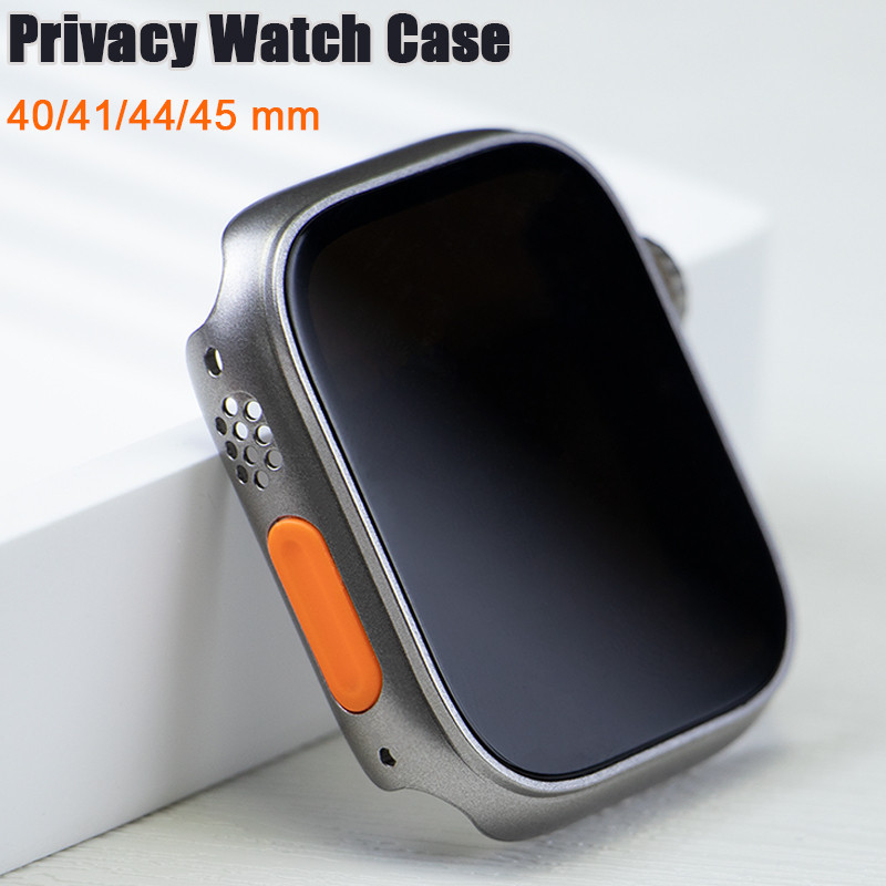 กระจกนิรภัยกันรอยหน้าจอ เพื่อความเป็นส่วนตัว เปลี่ยนเป็นเคสอัลตร้า สําหรับ Apple Watch 45/44 มม. 41 มม. 42 40 มม. iwatch series 9 8 7 6 5 4 3