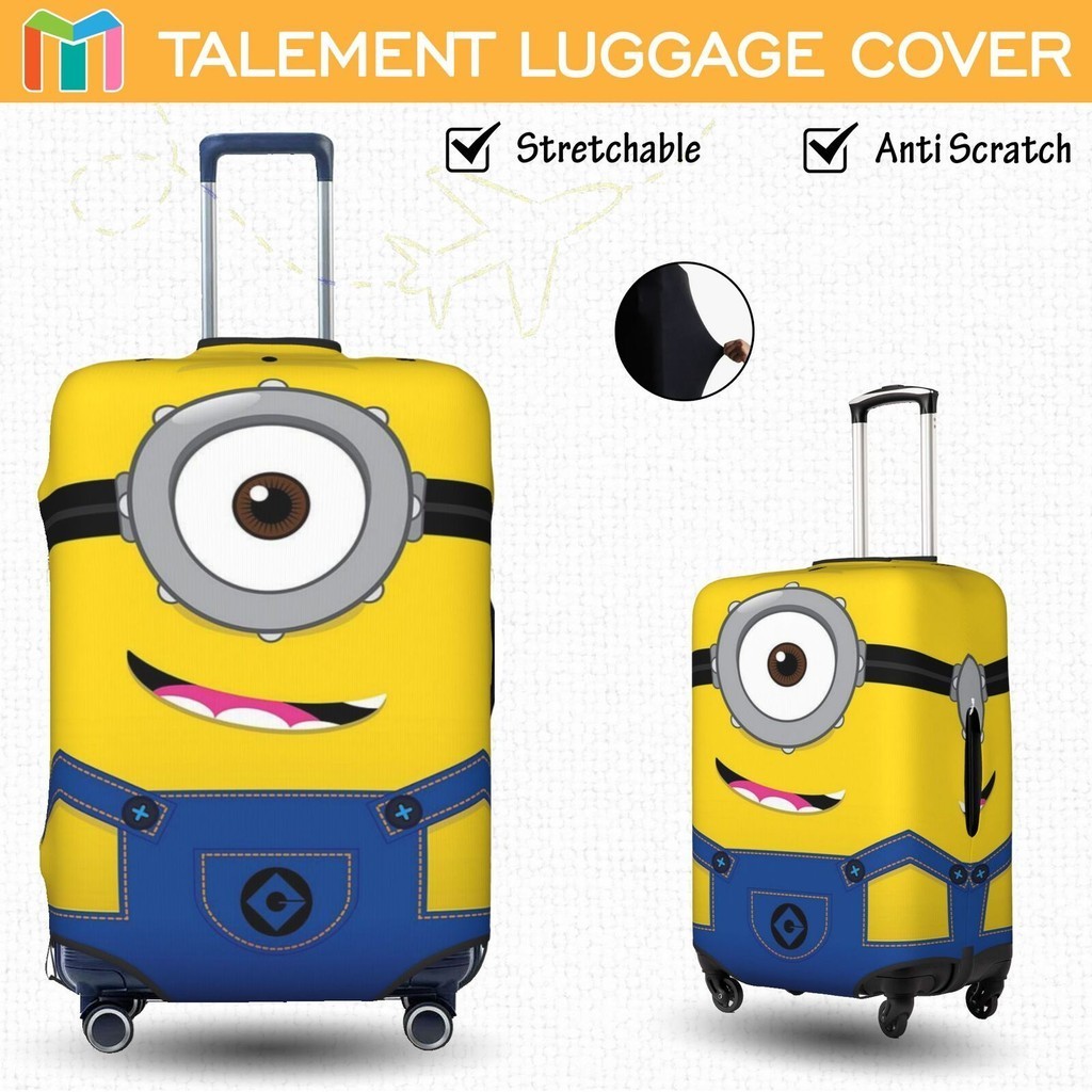 ผ้าคลุมกระเป๋าเดินทาง Minions ผ้าสแปนเด็กซ์ แบบยืดหยุ่น ยืดหยุ่น Luggage Cover 18 20 22 24 26 28 30 32 นิ้ว B119