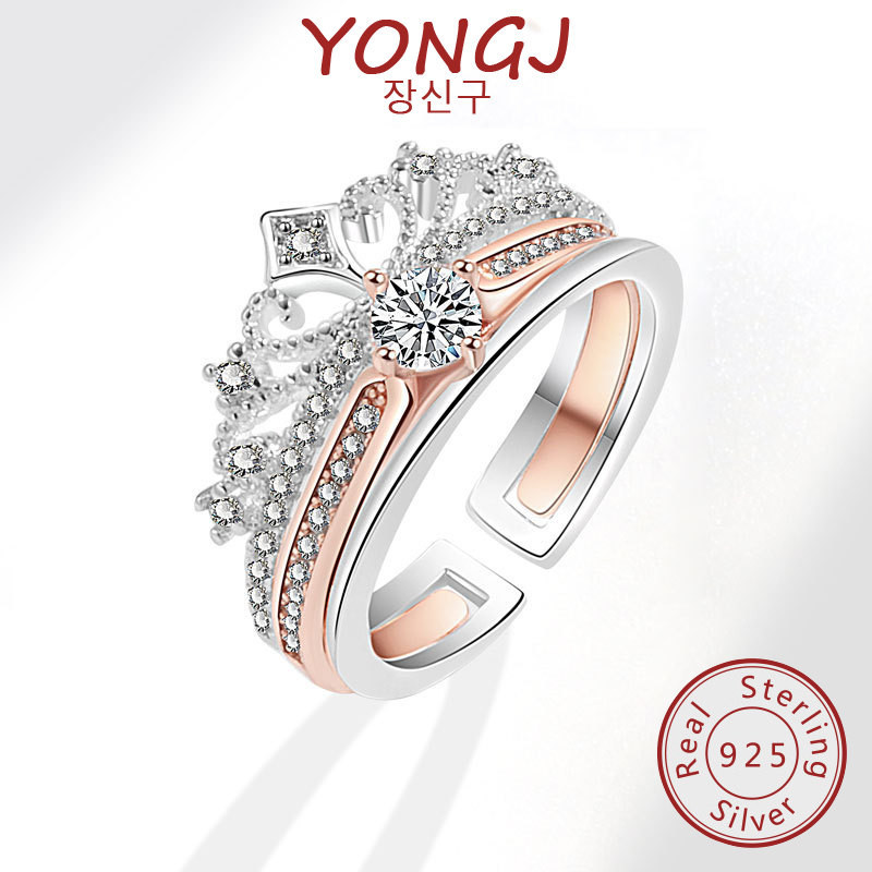 ใหม่เพชร Moissanite Crown Twin Double-Layer แหวน