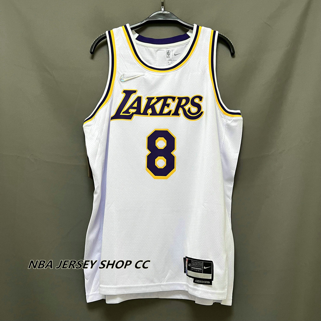 เสื้อกีฬาแขนสั้น ลายทีม NBA Kobe Jersey Los Angeles Lakers แบบดั้งเดิม สําหรับผู้ชาย #8 เสื้อกีฬาแขนสั้น ลายทีม Kobeϟbryant Jerseys รุ่น 75 ประดับเพชร ทําความร้อน สีขาว