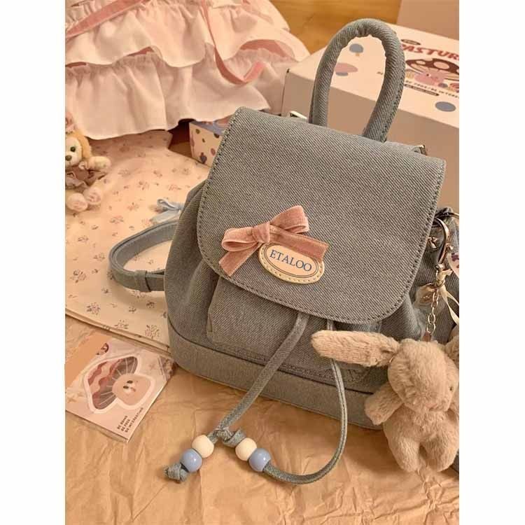 VANWALK Spring Ranch Retro Cute Denim Girl Backpack ins Student Small Backpack Niche School Bag❤4.23