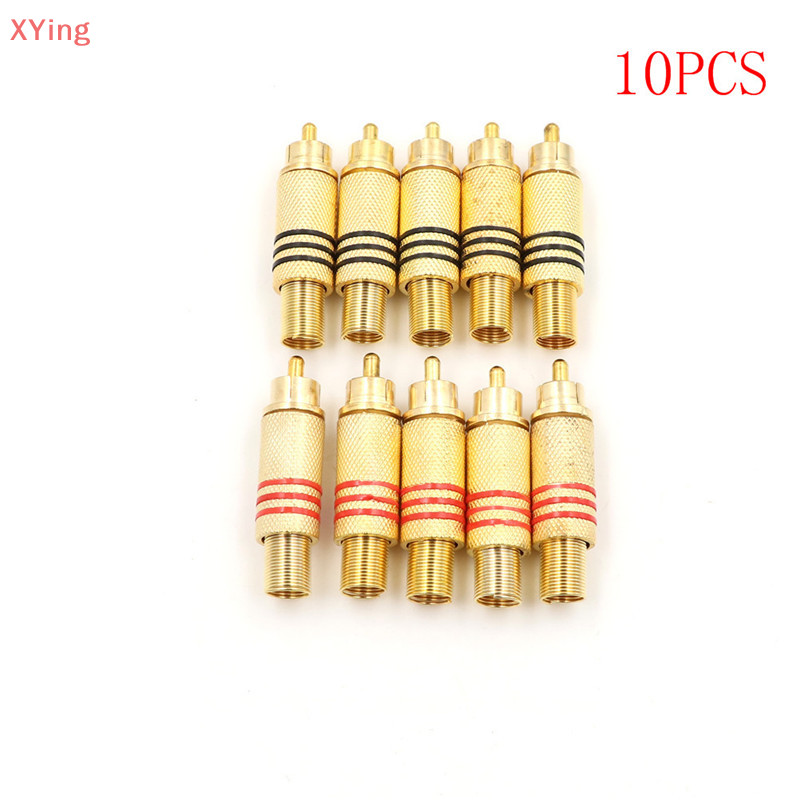 [Xy] แจ็คเชื่อมต่อ RCA ตัวผู้ ปลั๊กเสียง วีดิโอ เชื่อม สีทอง สีแดง สีดํา ขายดี 10 ชิ้น