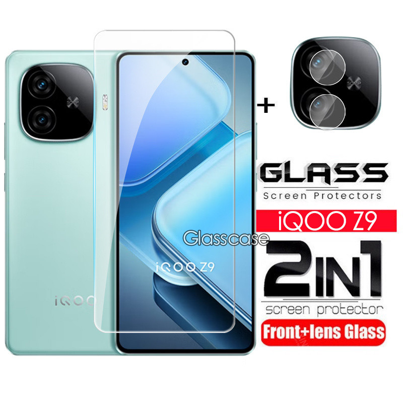 2 In 1 ป้องกันหน้าจอกระจกนิรภัยฟิล์มสําหรับVivo IQOO Z9 Z10 X Turbo Z9X Z9Turbo IQOOZ9Turbo Z10X Z10
