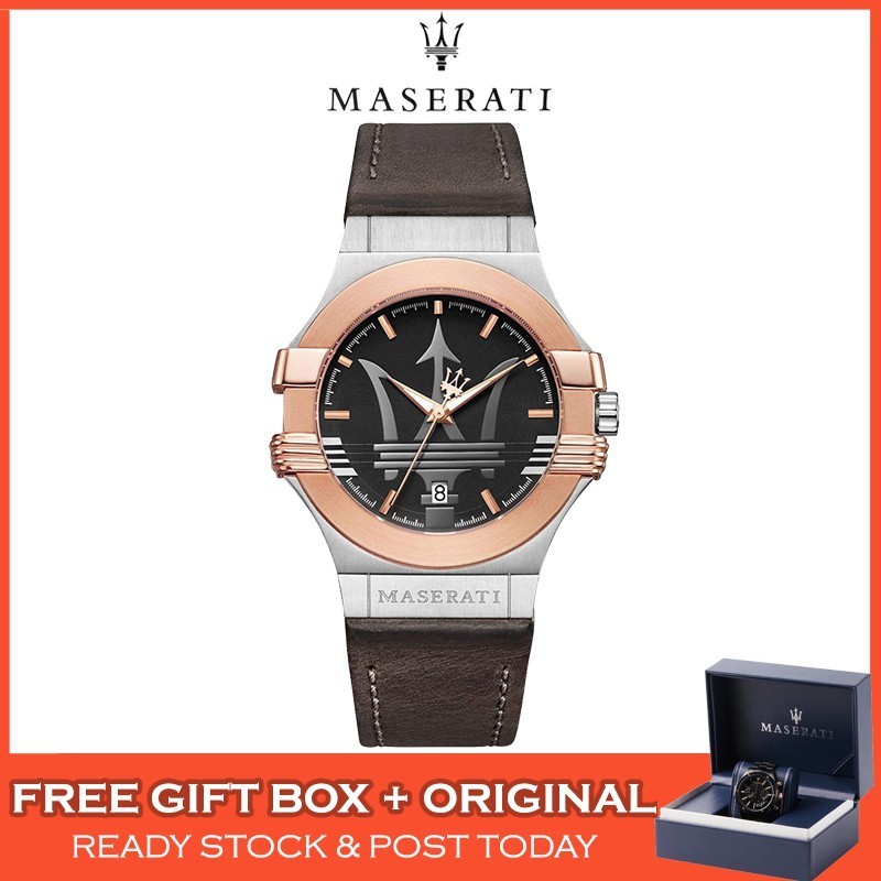 [ 100 % Original ] Maserati Potenza หนังสแตนเลสผู ้ ชายนาฬิกา Jam Tangan Lelaki R8851108014