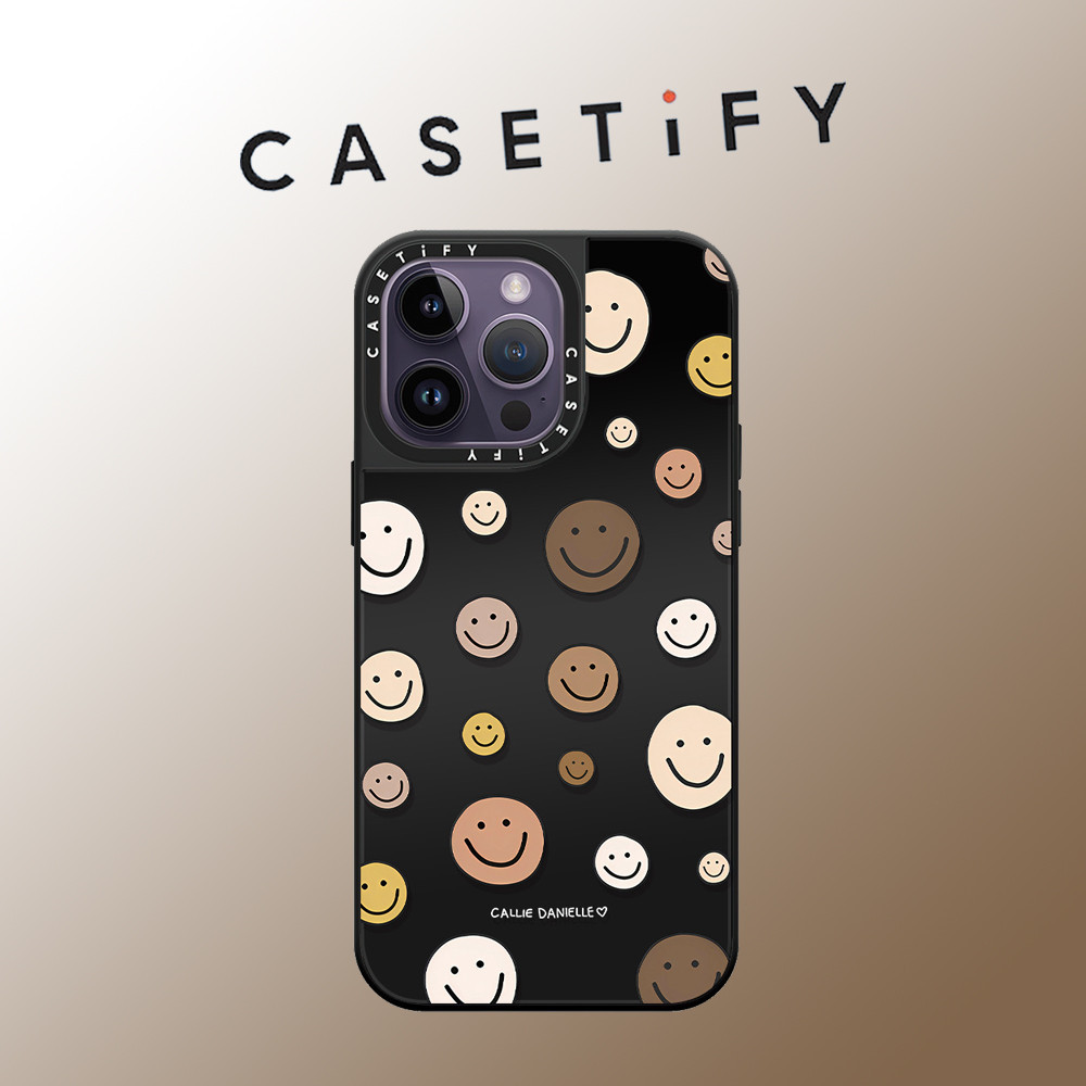 Casetify Graffiti ยิ ้ มแสดงออกกระจกใบหน ้ าอะคริลิคสําหรับiPhone 15 Pro Max 14 Plus 13 ProMax 12 12Pro 11 กันกระแทกโทรศัพท ์ ขอบนุ ่ มกรณีป ้ องกันแข ็ ง