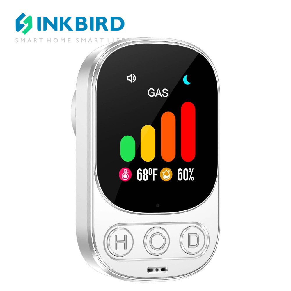 Inkbird 3-In-1 220V แก ๊ สรั ่ วเครื ่ องตรวจจับแก ๊ สเครื ่ องทดสอบสัญญาณเตือนอุณหภูมิความชื ้ นเครื ่ องตรวจจับสําหรับห ้ องครัวโรงแรมบ ้ าน