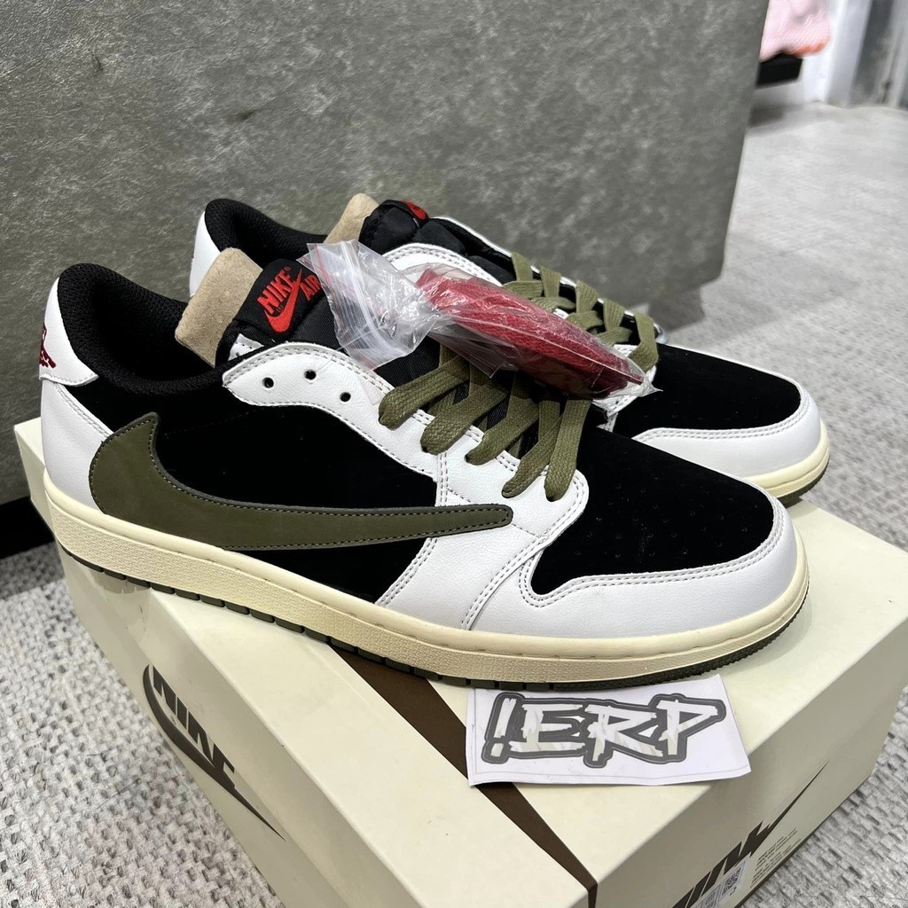 Air Jordan 1 Low Travis ScottOlive (คุณภาพสูงที่สุด) ฟรีถุงเท้า