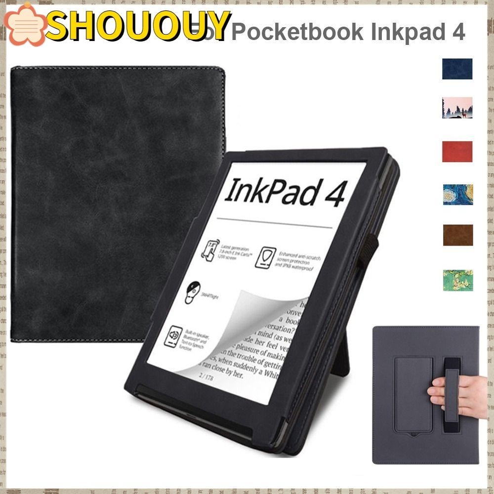 Shououy eReader , Slim Auto Sleep/Wake Smart Cover, Professional 7.8 นิ ้ วพร ้ อมที ่ วางมือหนัง PU เปลือกป ้ องกันสําหรับ Pocketbook Inkpad 4