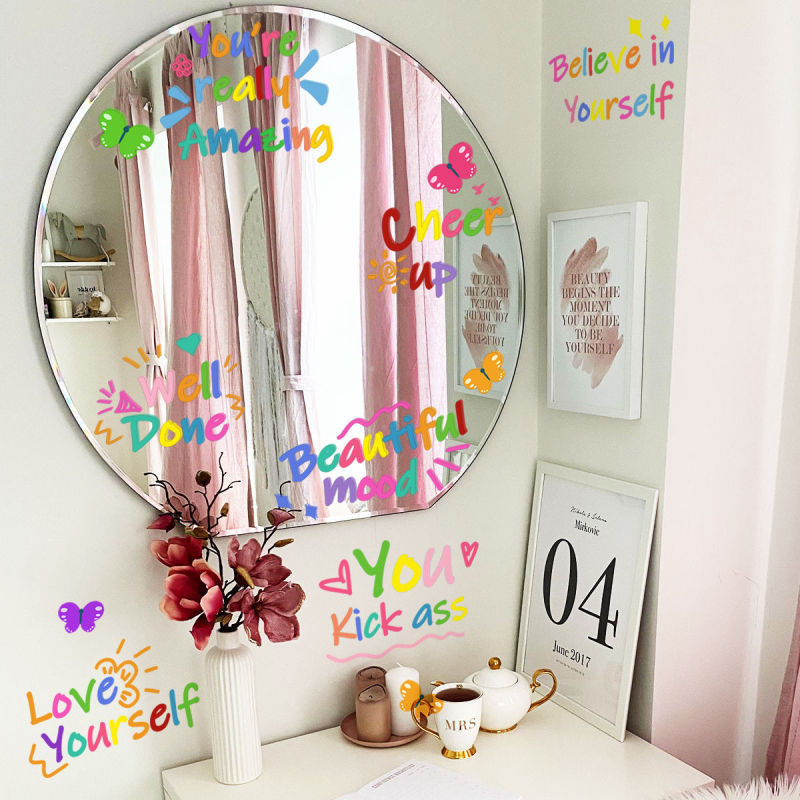 Ins Creative สีสันแรงบันดาลใจวลีสติกเกอร ์ แก ้ วกระจกคู ่ มือสติกเกอร ์ ตกแต ่ ง