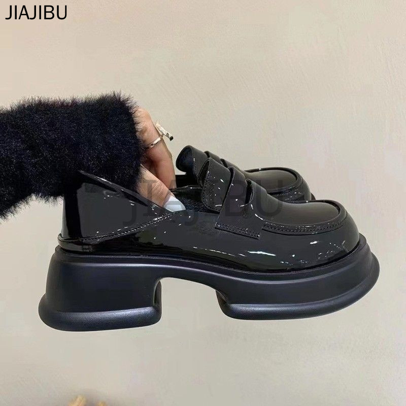 Size 35-43 High-quality Plus Size Women Shoes Korean Fashion Black Platform Mary Jane Shoes Slip-on Shoes 42 Japanese JK Uniform Shoes Lolita Shoes Casual Thick Heel School Shoes Matte Black Muffin Shoes French Soft-soled Doll Shoes Cosplay Princess Shoes