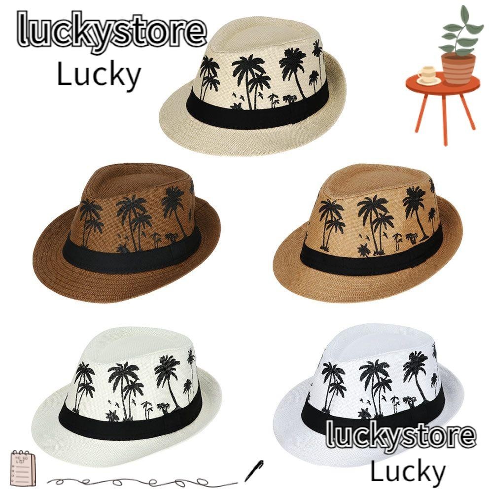 Lucky หมวกชายหาด 2022 ผู ้ ชายผู ้ หญิง Fedora หมวกกันแดดหมวกแจ ๊ สหมวก