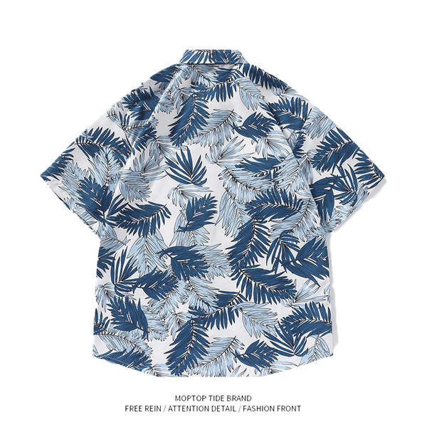 เสื้อ ธีมฮาวาย ฮาวาย ปาร์ตี้ WHXS ฮาวายพิมพ์ดอกไม้ชายหาดเสื้อเชิ้ตผู้ชายเทรนด์ฤดูร้อนบางสไตล์ฮ่องกงวินเทจ Ruffian Shirt Jacket