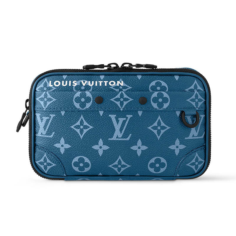 Louis Vuitton/Louis Vuitton Men's Bag LV NANO ALPHA Classic Blue Coated Canvas Zipper Handbag M82801