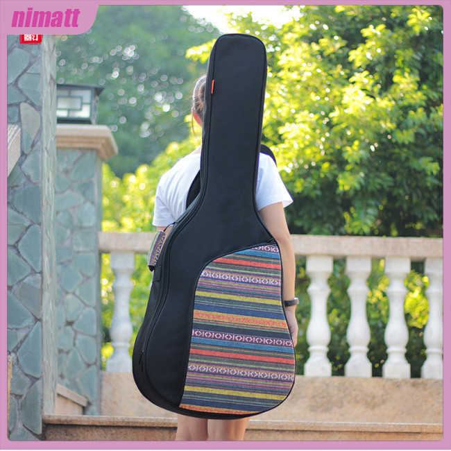 Ni 40/41 นิ ้ ว Thicken Folk Acoustic Guitar Bag Canvas Guitar Backpack Carrying Case