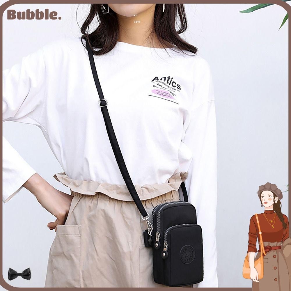 ฟอง กระเป๋าใส่โทรศัพท์,กระเป๋าใส่บัตรซิปผ้าแคนวาส,แบบพกพา3ชั้นคอแขวนกระเป๋าสะพายข้างกลางแจ้ง