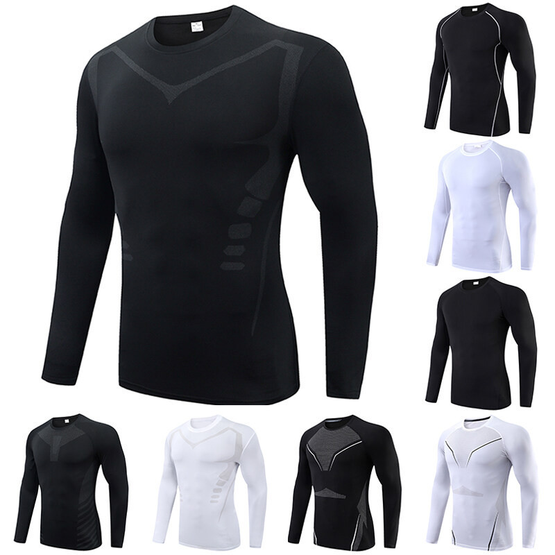 สื้อบีบอัดแขนยาว กระชับกล้ามเนื้อ Coolmax เสื้อออกกำลังกาย [กทม. พร้อมส่ง]