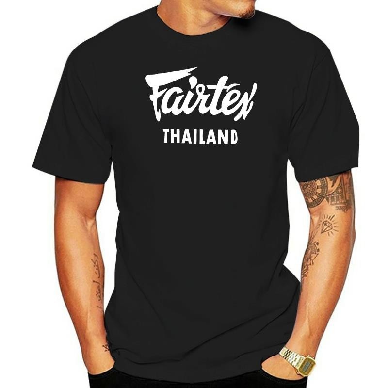 【Fashion】เสื้อยืดผ้าฝ้ายพิมพ์ลายคลาสสิก เสื้อยืดคอกลม พิมพ์ลายกราฟฟิค Fairtex Thailand Kickboxing สีดํา ไซซ์ S-3xl