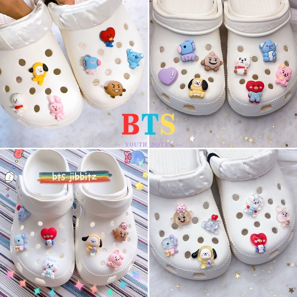 ใหม่ BTS ชุดน่ารักบิสกิตกระต่ายสุนัข Koala clog Pins INS Charm ปุ่ม DIY อุปกรณ์เสริมสําหรับหัวเข็มขัดรองเท้าอุปกรณ์เสริมตกแต่ง