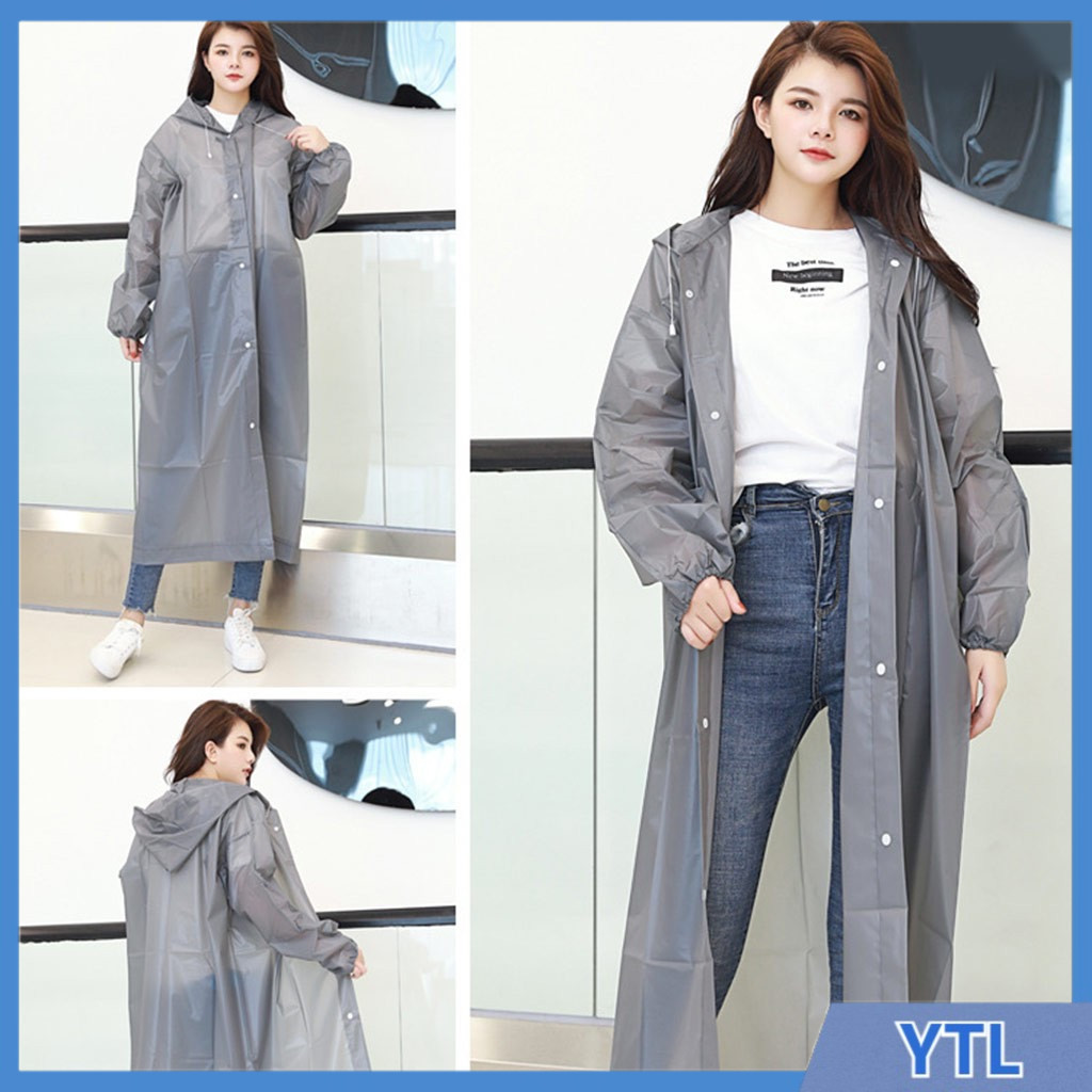 พร้อมส่ง เสื้อกันฝน เสื้อกันฝนผู้ใหญ่ เสื้อกันฝนเต็มตัว EVA สไตล์เกาหลี แบบหนาราคาถูก