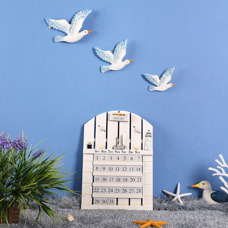 มารีน สไตล์ นกนางนวลเรซิ่นตกแต่งผนัง เครื่องประดับติดผนังสําหรับห้องนั่งเล่น ตกแต่งผนัง 3D - รูปที่ 7