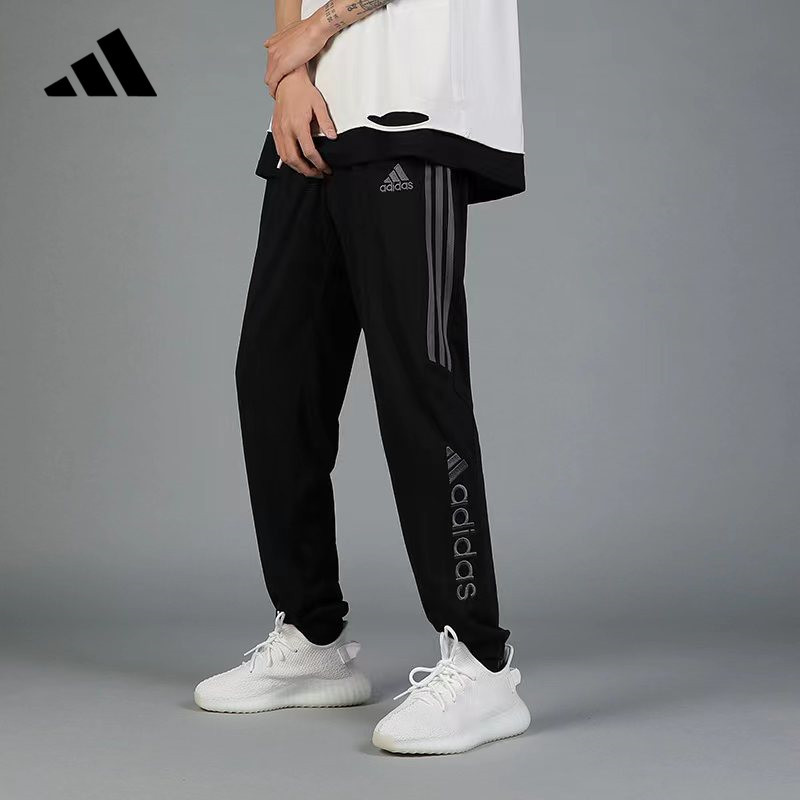 โลโก ้ ปัก Adidas 100 %Original Cotton Joggers ขากว ้ าง Cargo Climbing กางเกง