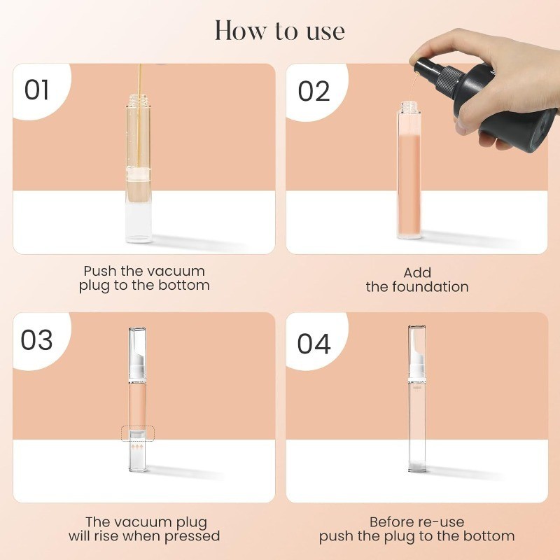5/10/15ml Liquid Foundation Travel Bottle เครื ่ องสําอางครีมบํารุงรอบดวงตาขวดสูญญากาศแบบพกพา Mini Travel ขวดรีฟิล